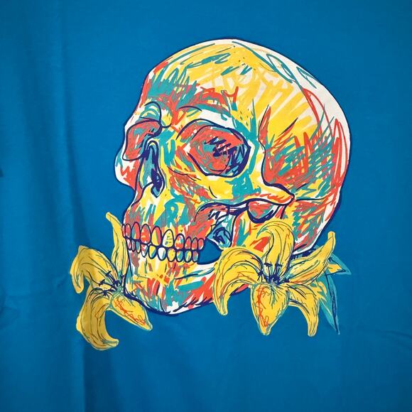 Robert Graham BlueTropical Skull T Shirt Size Medium - Picture 2 of 6